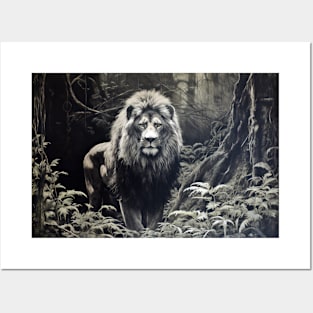 Lion Animal Predator Wild Nature Ink Sketch Style Posters and Art